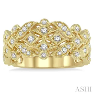 1/2 ctw Lattice Round Cut Diamond Fashion Band in 14K Yellow Gold