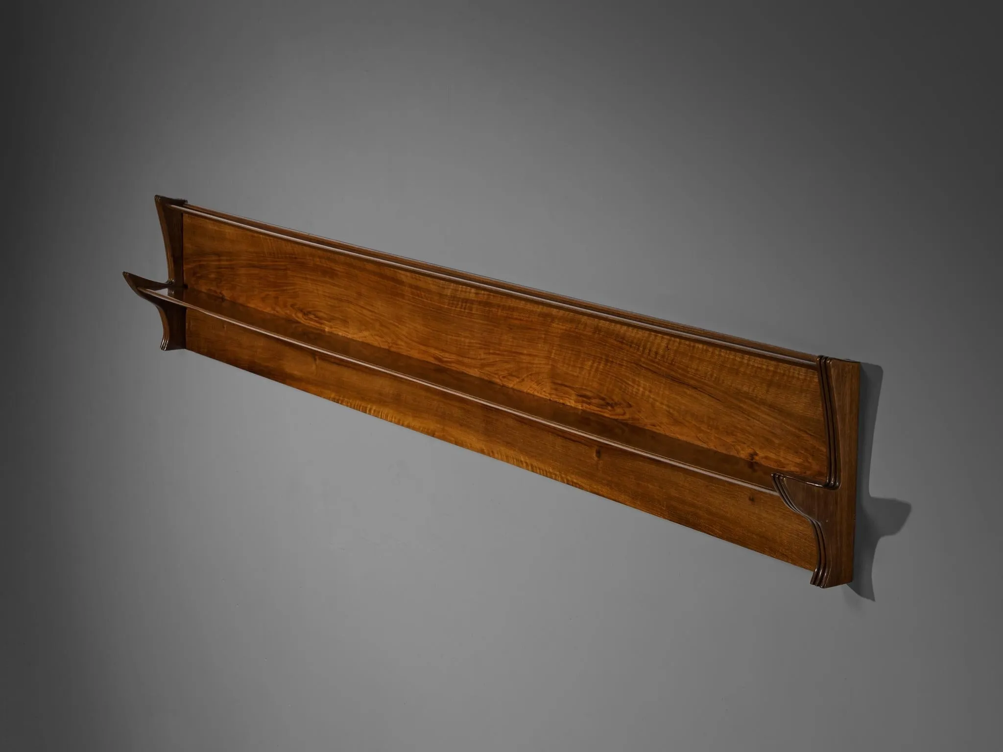 1940s Italian Wall Shelf in Walnut by Artisan Maker