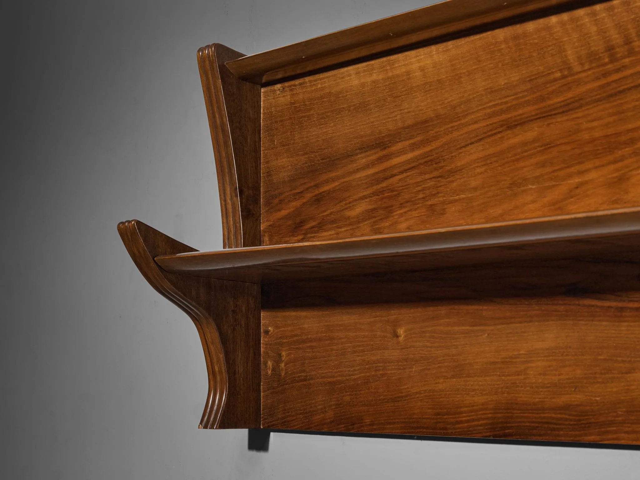 1940s Italian Wall Shelf in Walnut by Artisan Maker