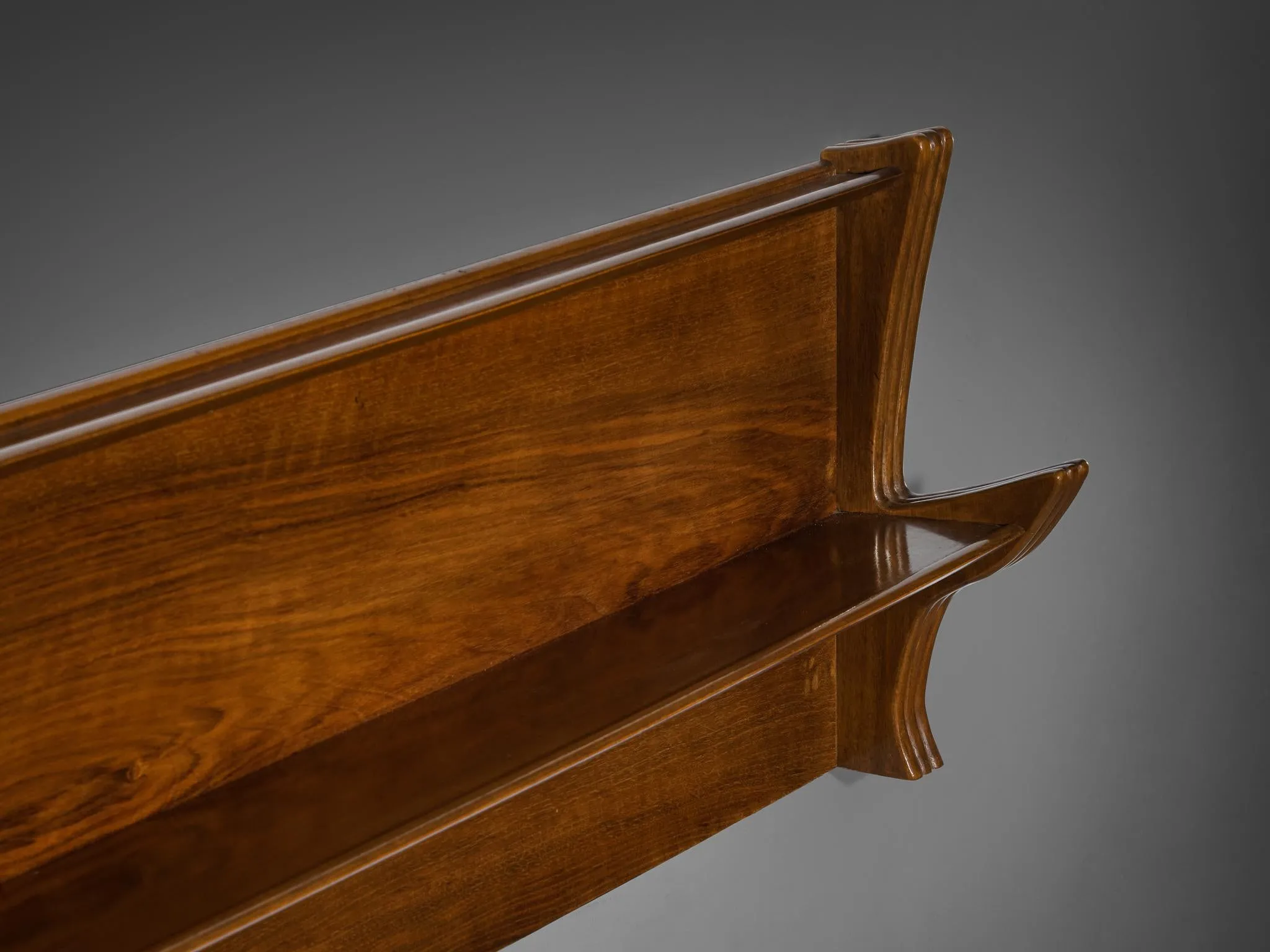 1940s Italian Wall Shelf in Walnut by Artisan Maker