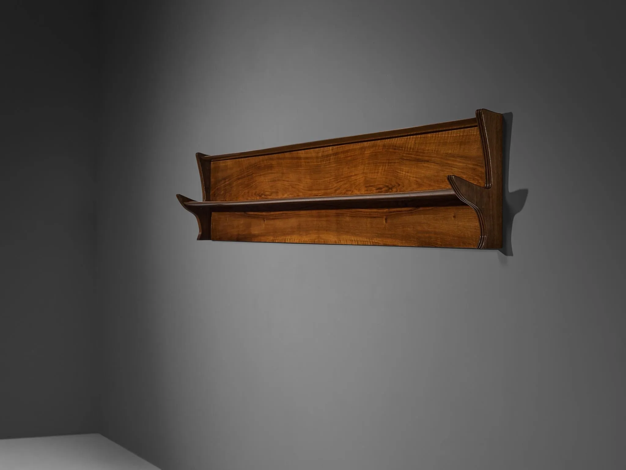 1940s Italian Wall Shelf in Walnut by Artisan Maker