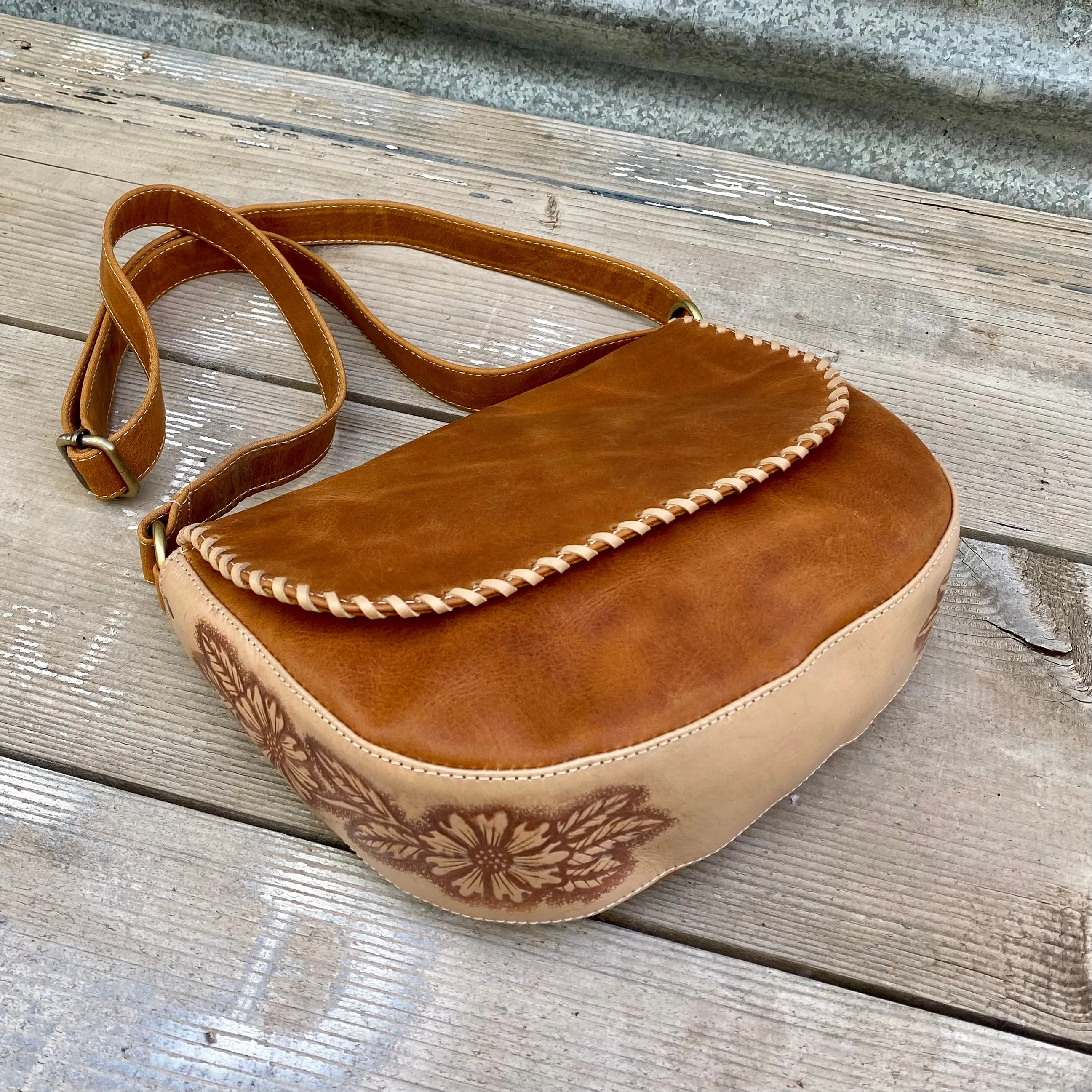 A Carved Leather Handbag