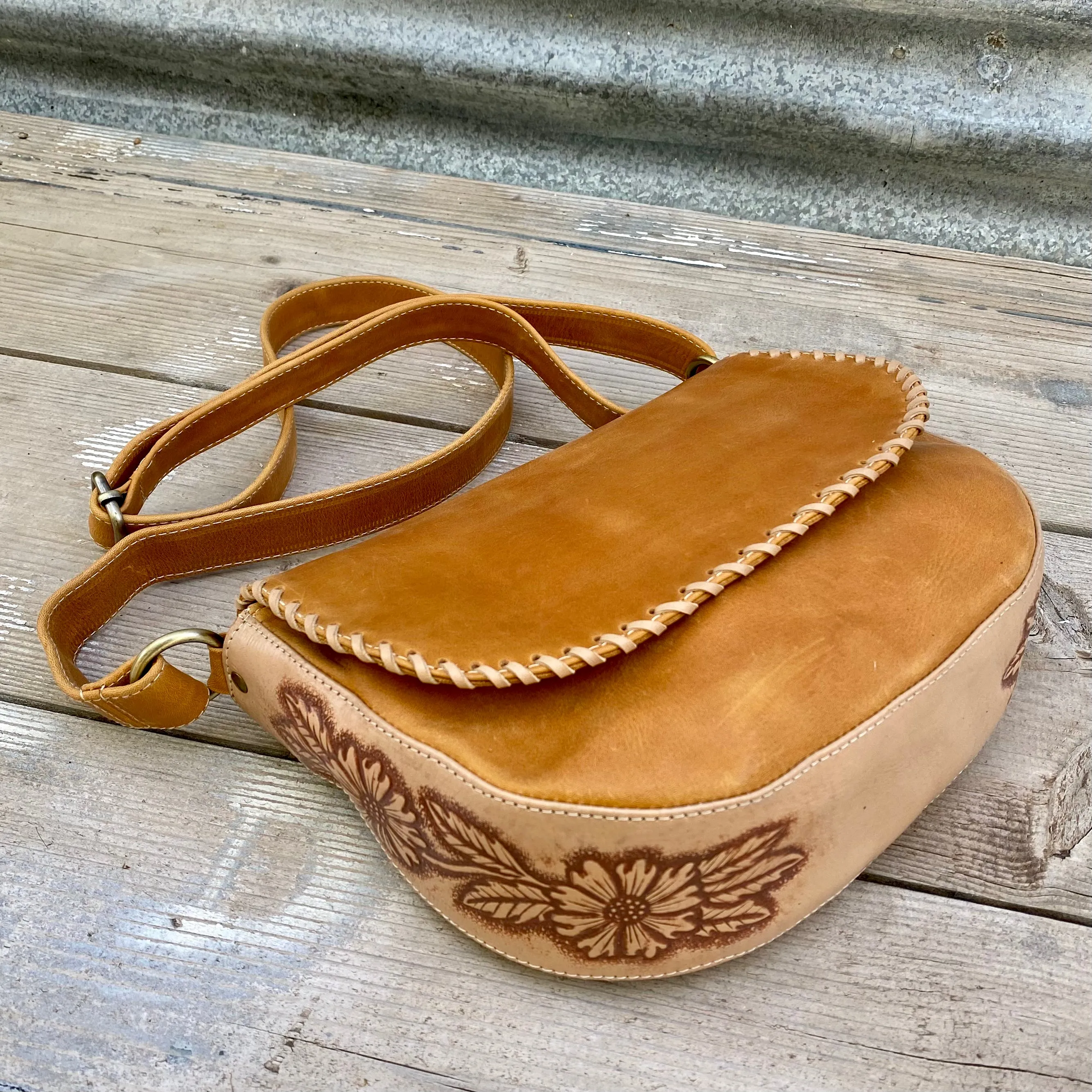 A Carved Leather Handbag