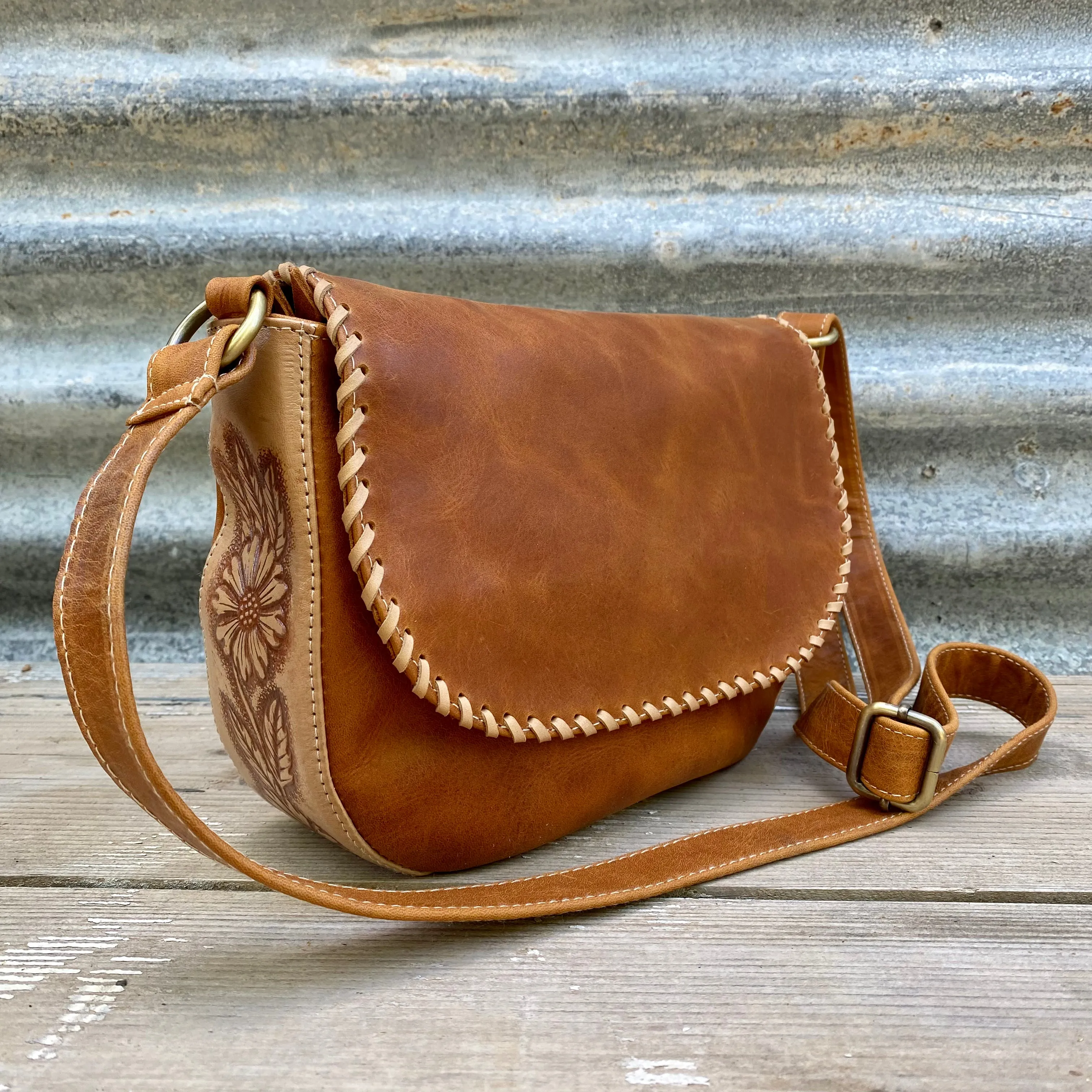 A Carved Leather Handbag