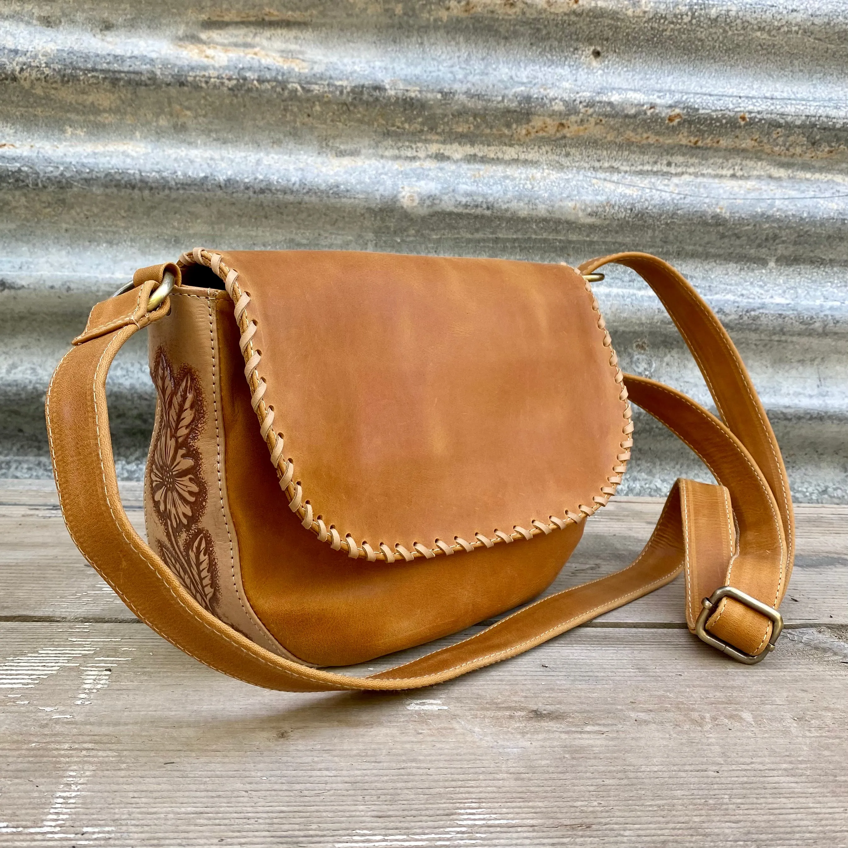 A Carved Leather Handbag