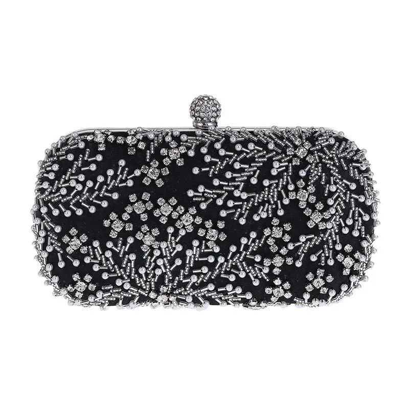 A luxurious handbag embroidered with crystals and pearls