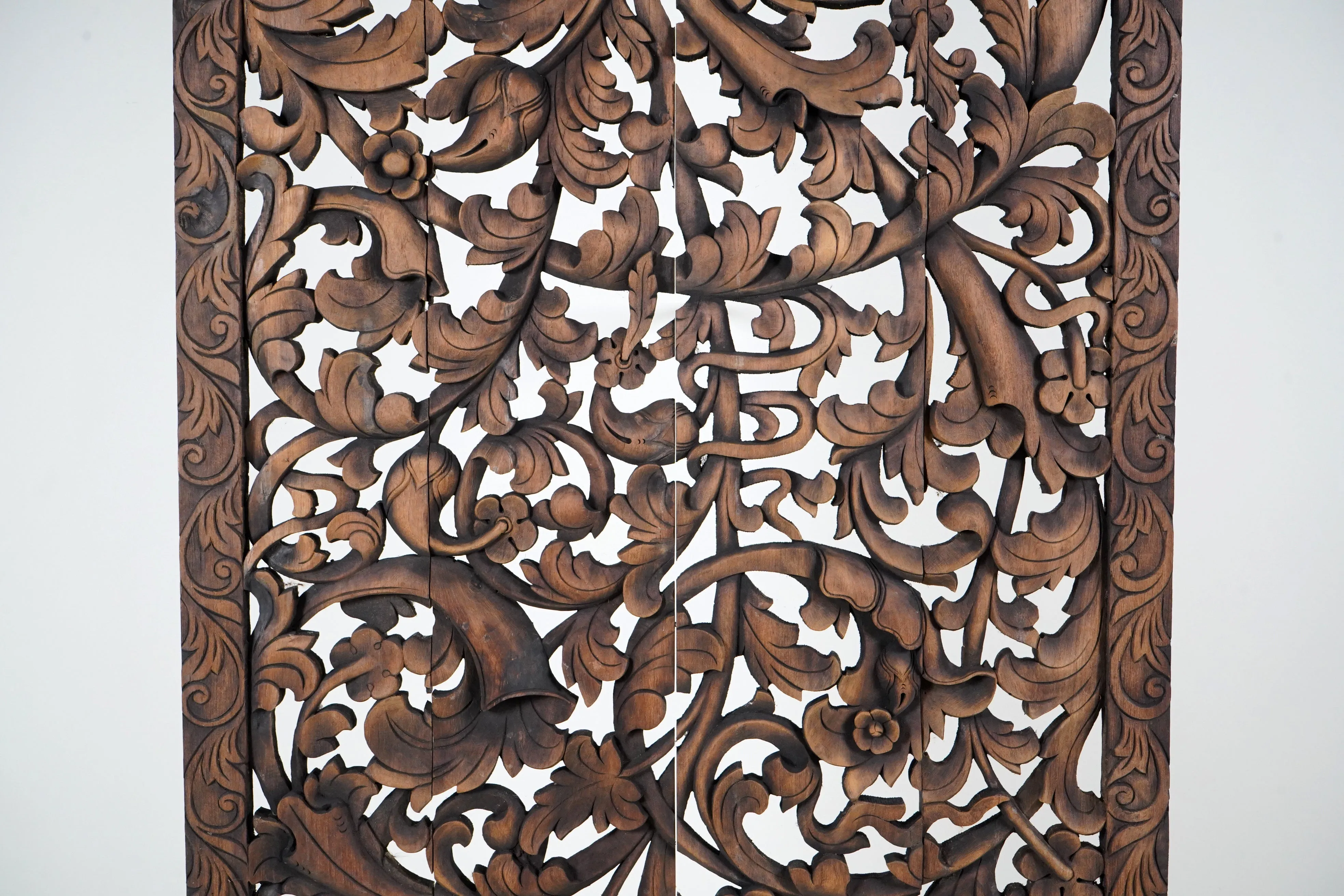 A Thai Teak Wood Rectangular Lotus Flower Panel 4'x8'