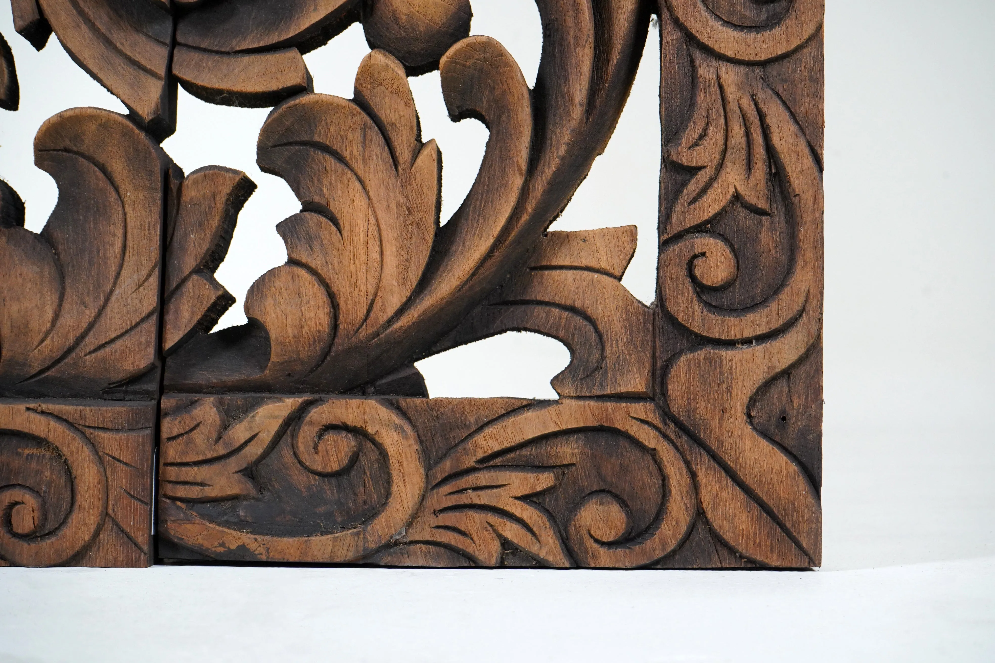 A Thai Teak Wood Rectangular Lotus Flower Panel 4'x8'