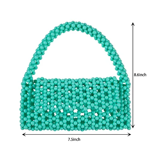 Abvokury YUSHINY Candy Color Acrylic Beaded Hollow Handbag Evening Clutch Triangle Bags for Wedding Party (Blue)