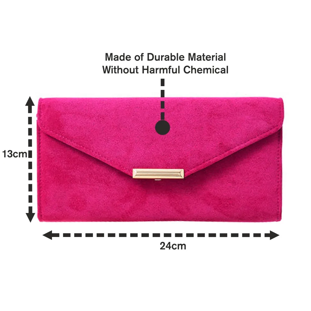 Accessorize London Women's Pink Suedette envelope clutch bag