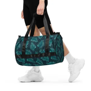 All-over print gym bag - Palm Leaves in Blue Ombre