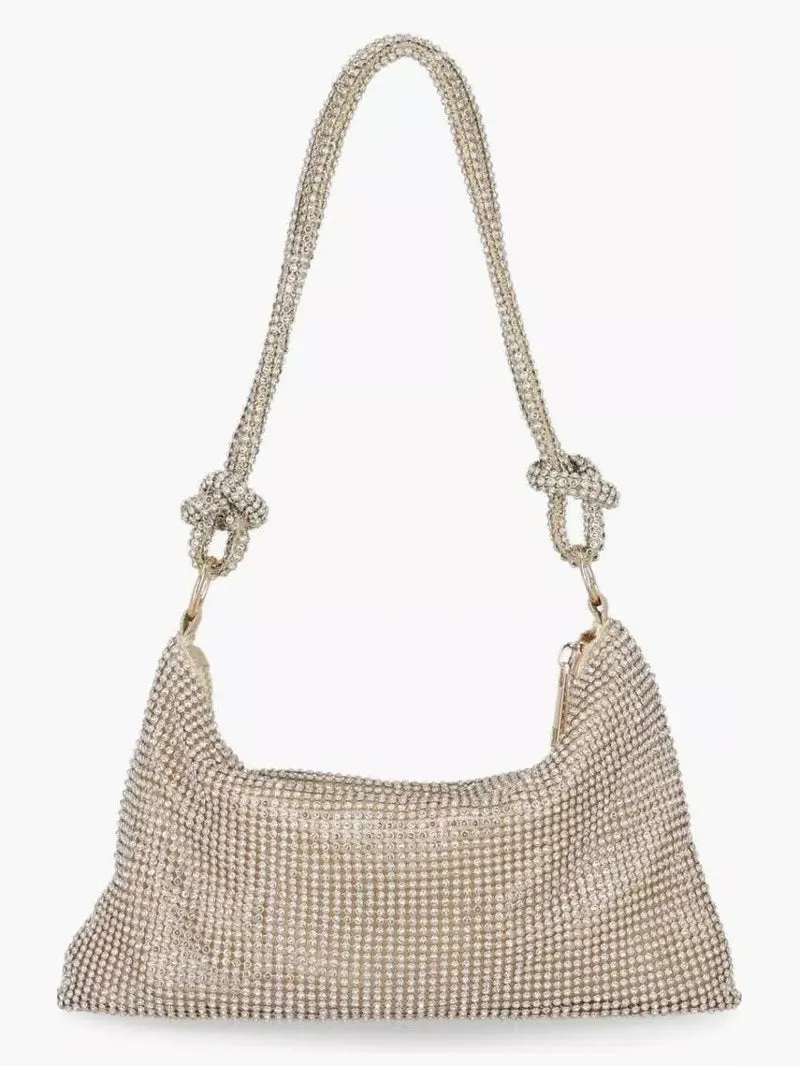 Astrid Rhinestone Satchel Clutch - Gold