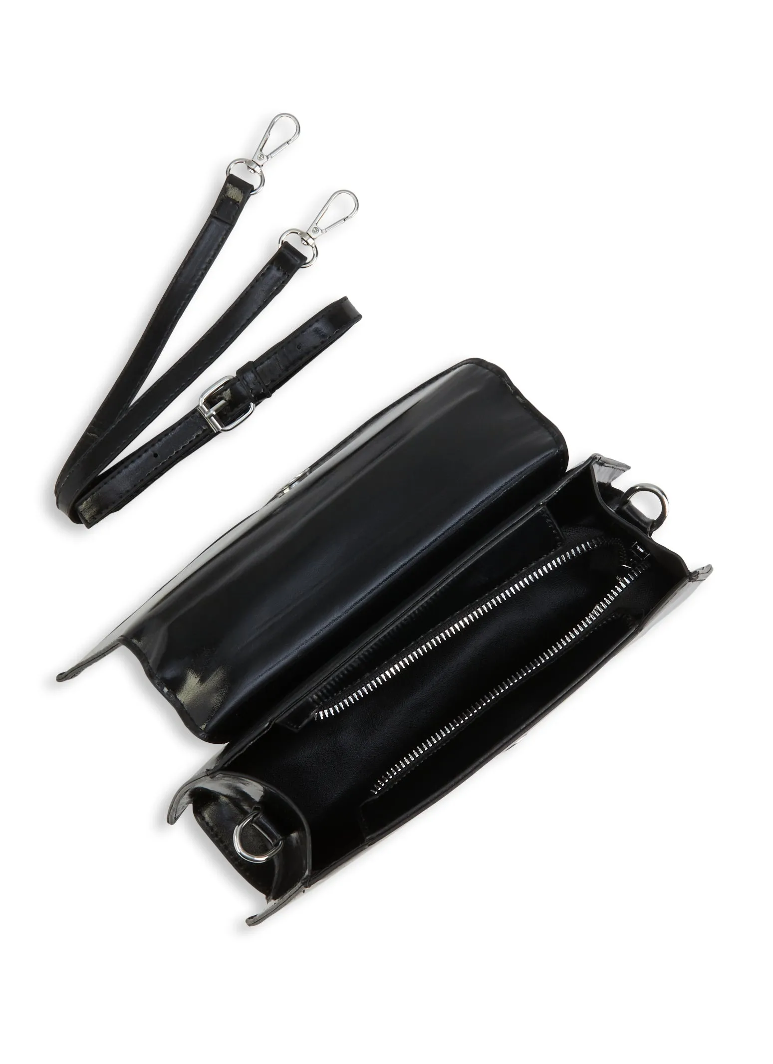 Asymmetrical Metallic Handle Crossbody Clutch Bag