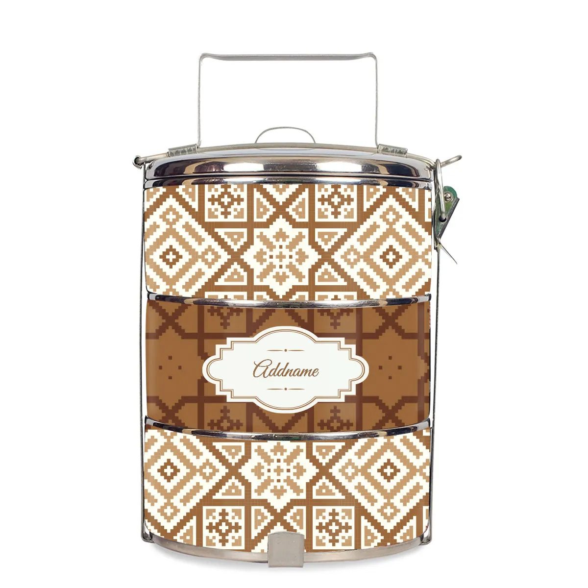 Aztec Moroccan & Mosaic Series 3-Tier Standard Small 12cm Tiffin Carrier [FREE Custom Add Name]