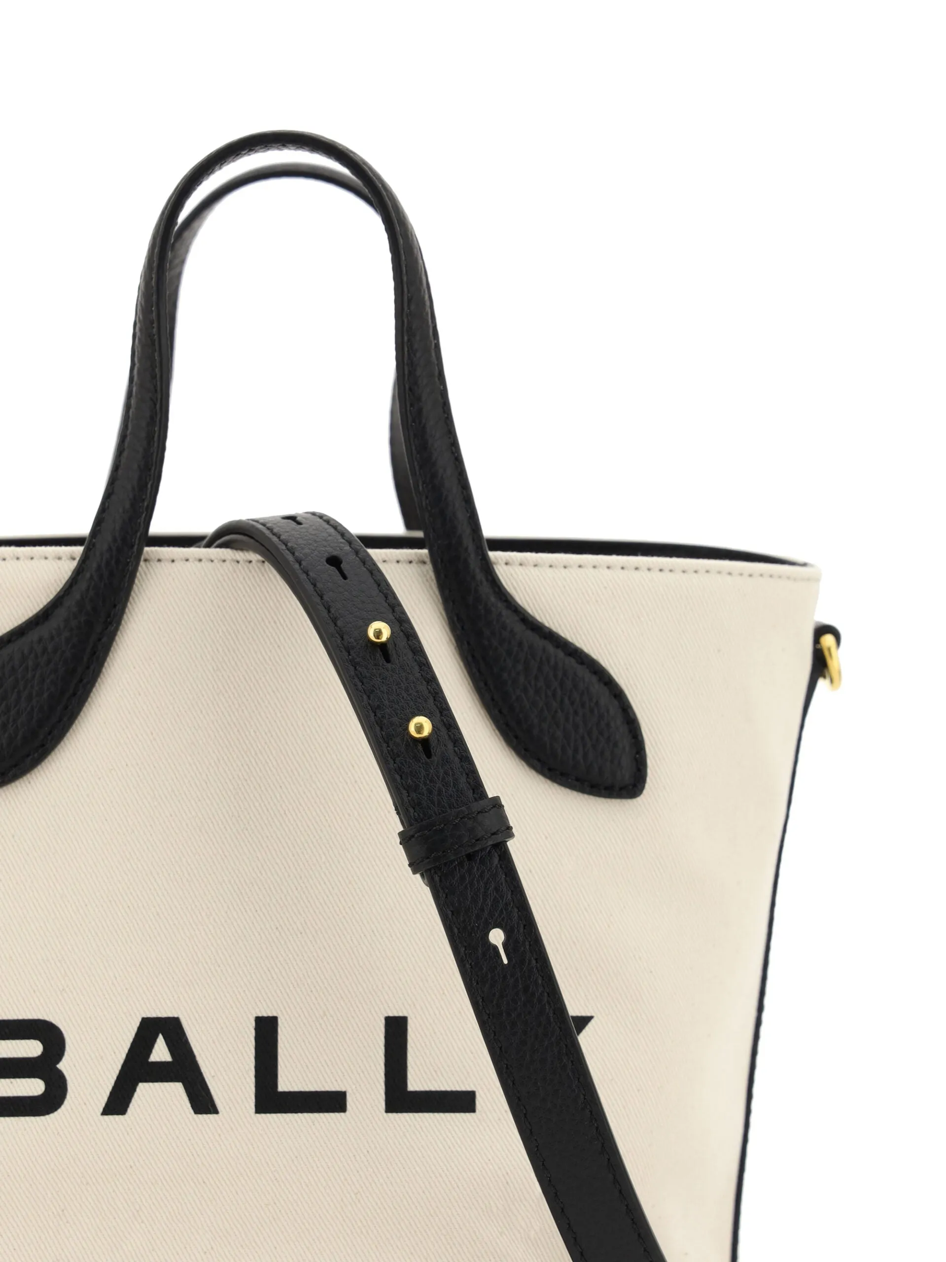 Bally White and Black Leather Bucket Bag