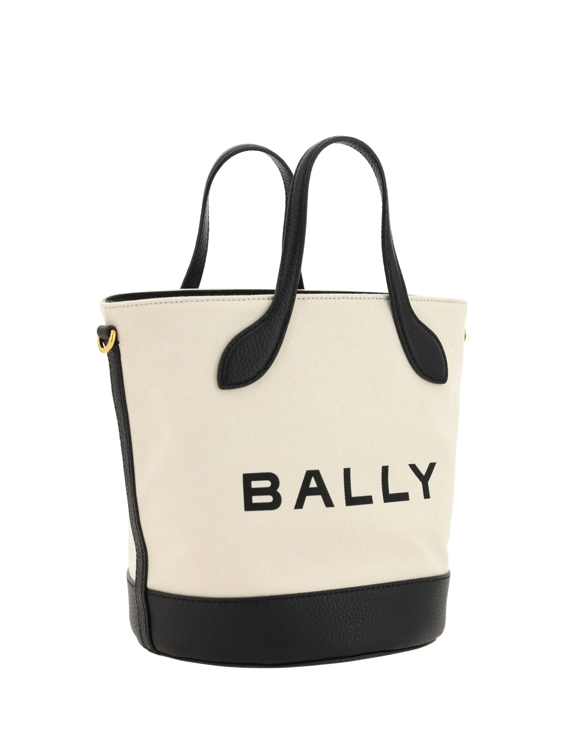 Bally White and Black Leather Bucket Bag