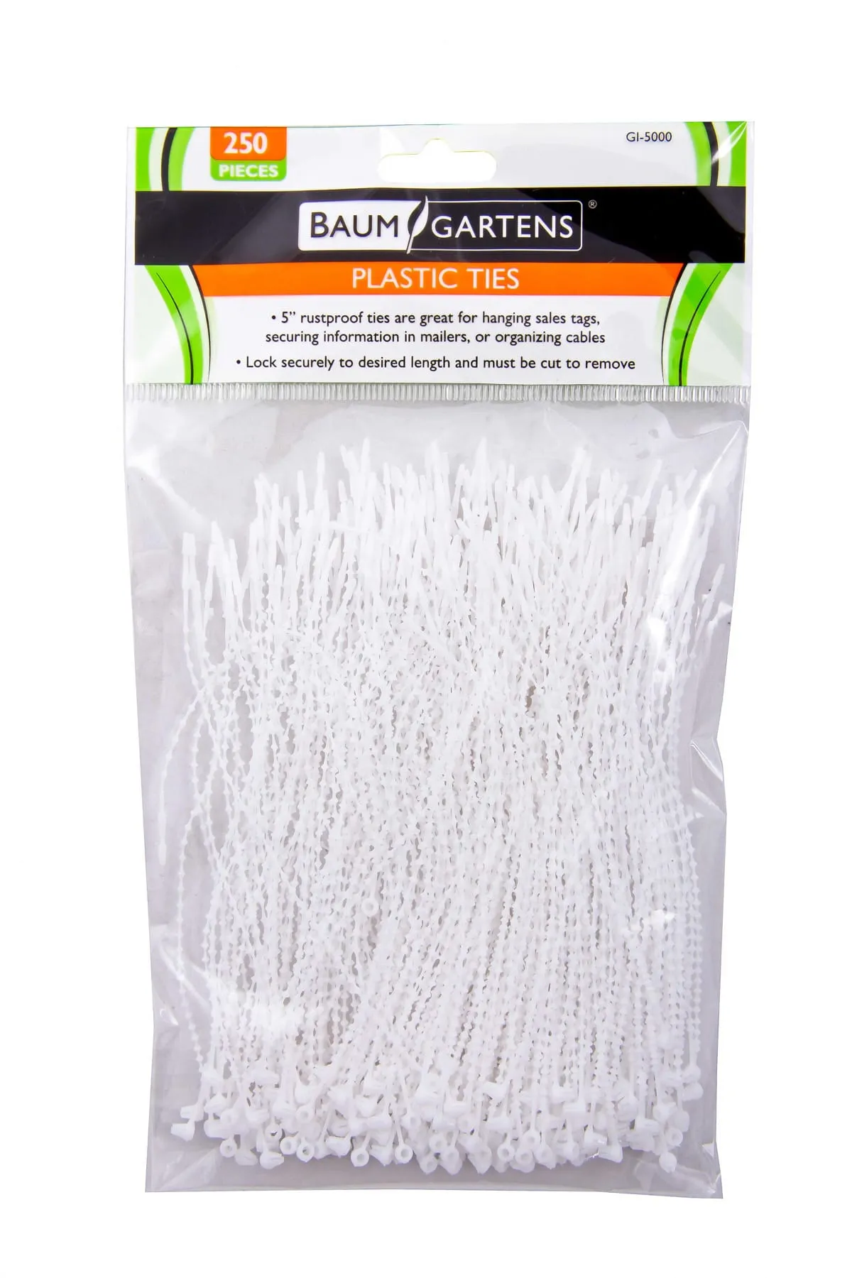 Baumgartens Plastic Ties 250 Pack WHITE (GI-5000)