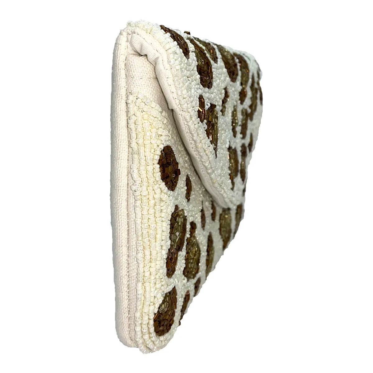 BEADED CHEETAH CLUTCH