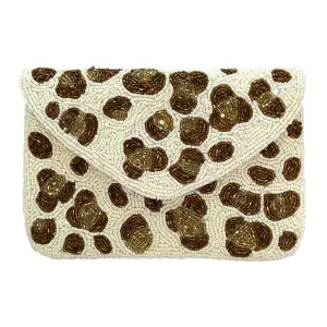 BEADED CHEETAH CLUTCH