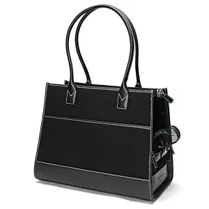 Black Wool & Black Leather Carrier