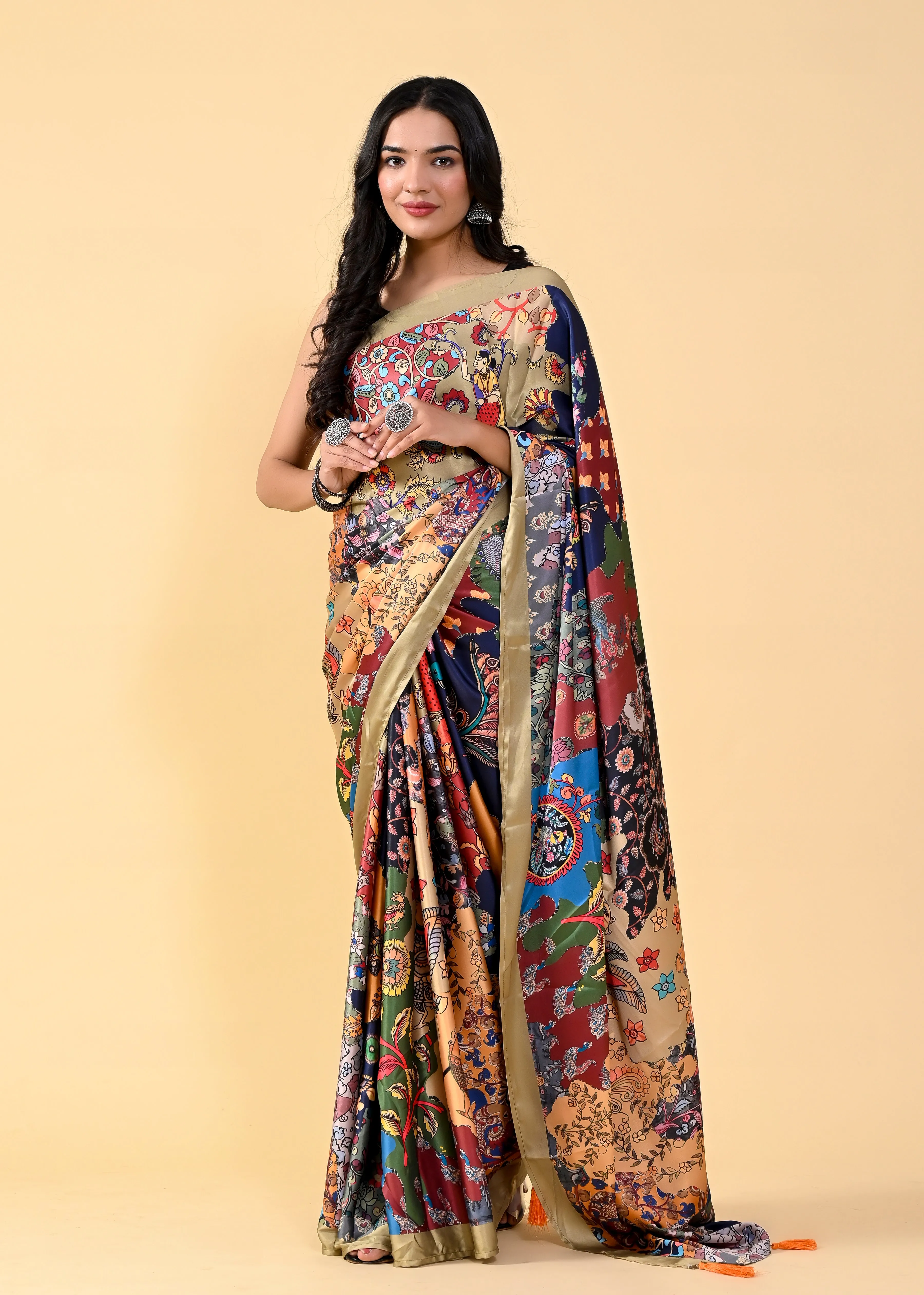 Blue & Black Classic Digital Printed Saree