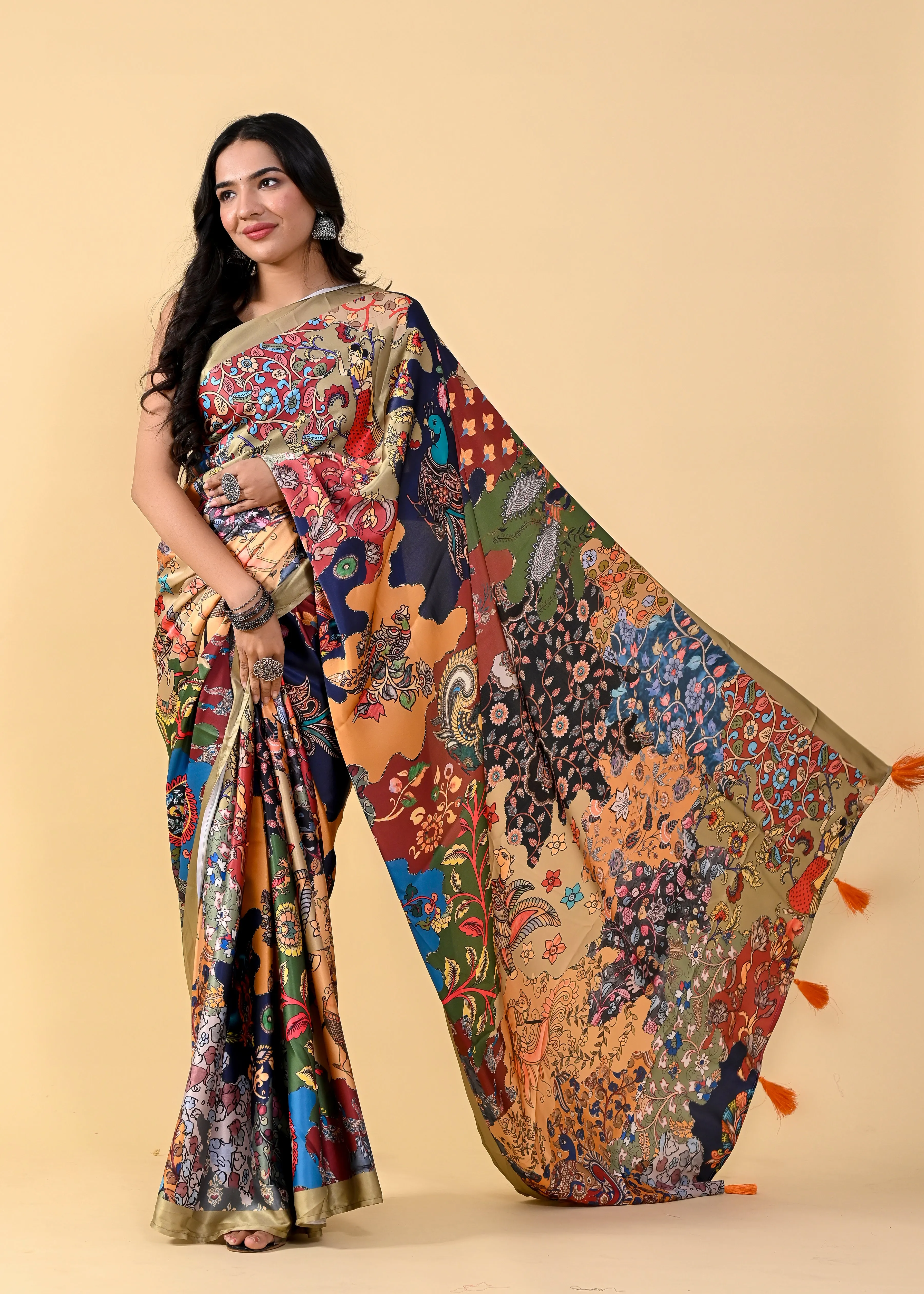 Blue & Black Classic Digital Printed Saree