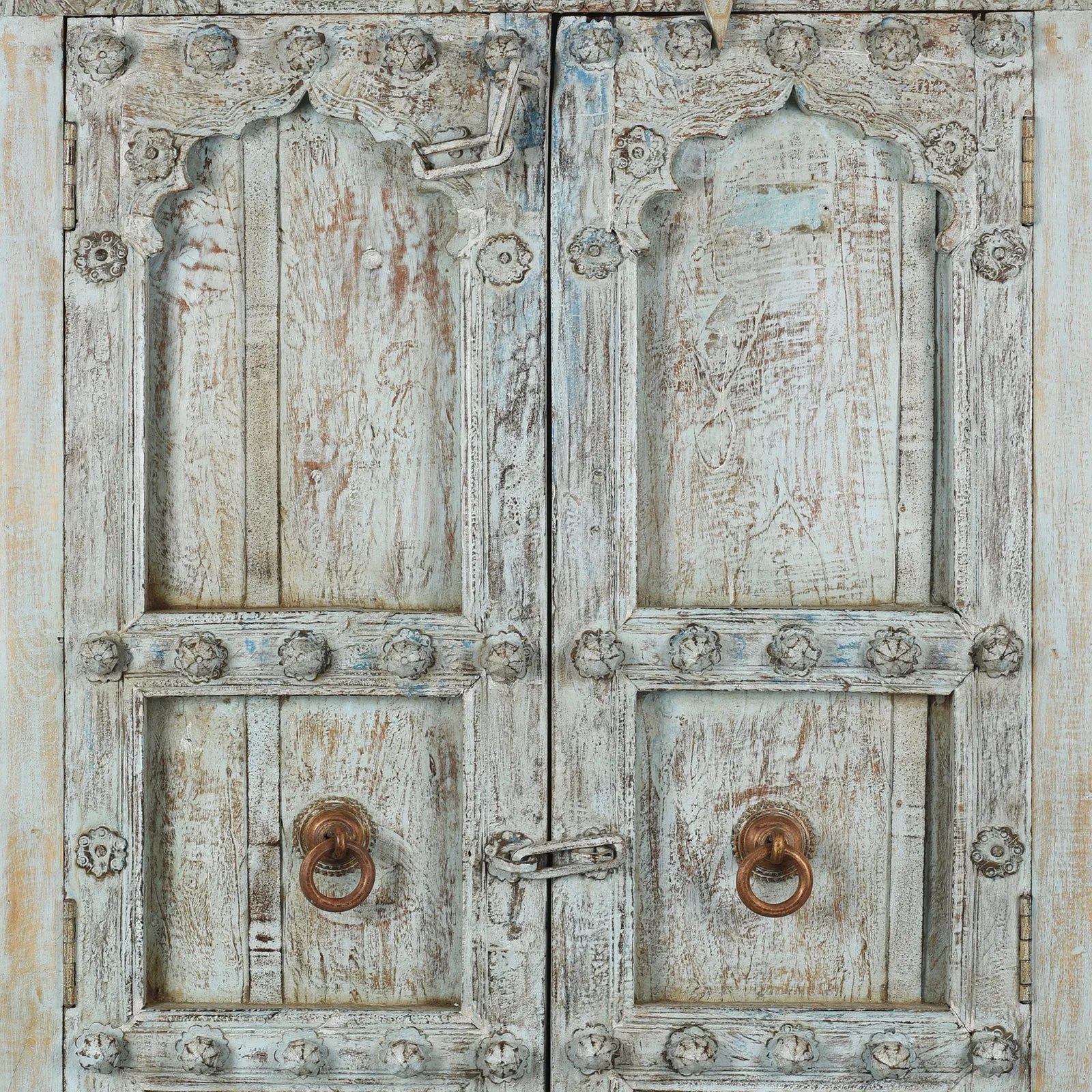 Blue Painted Reclaimed Teak Cabinet Made From Old Doors