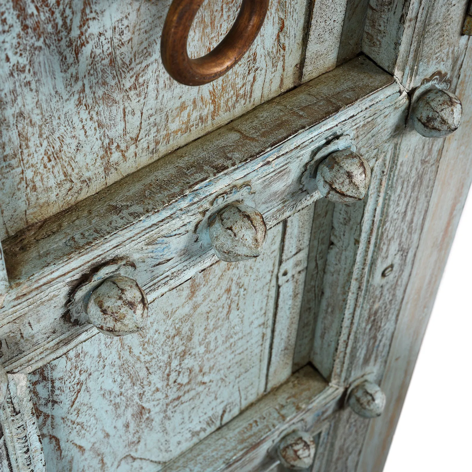 Blue Painted Reclaimed Teak Cabinet Made From Old Doors