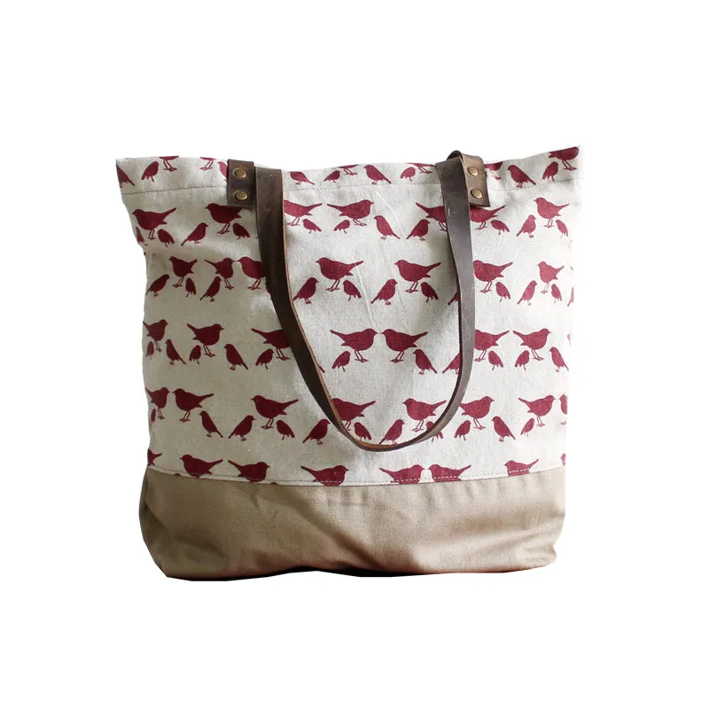 BOOPDO DESIGN LITTLE BIRD CANVAS TOTE BAG