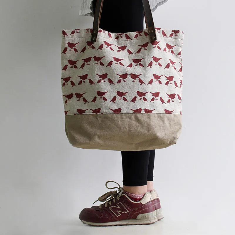 BOOPDO DESIGN LITTLE BIRD CANVAS TOTE BAG