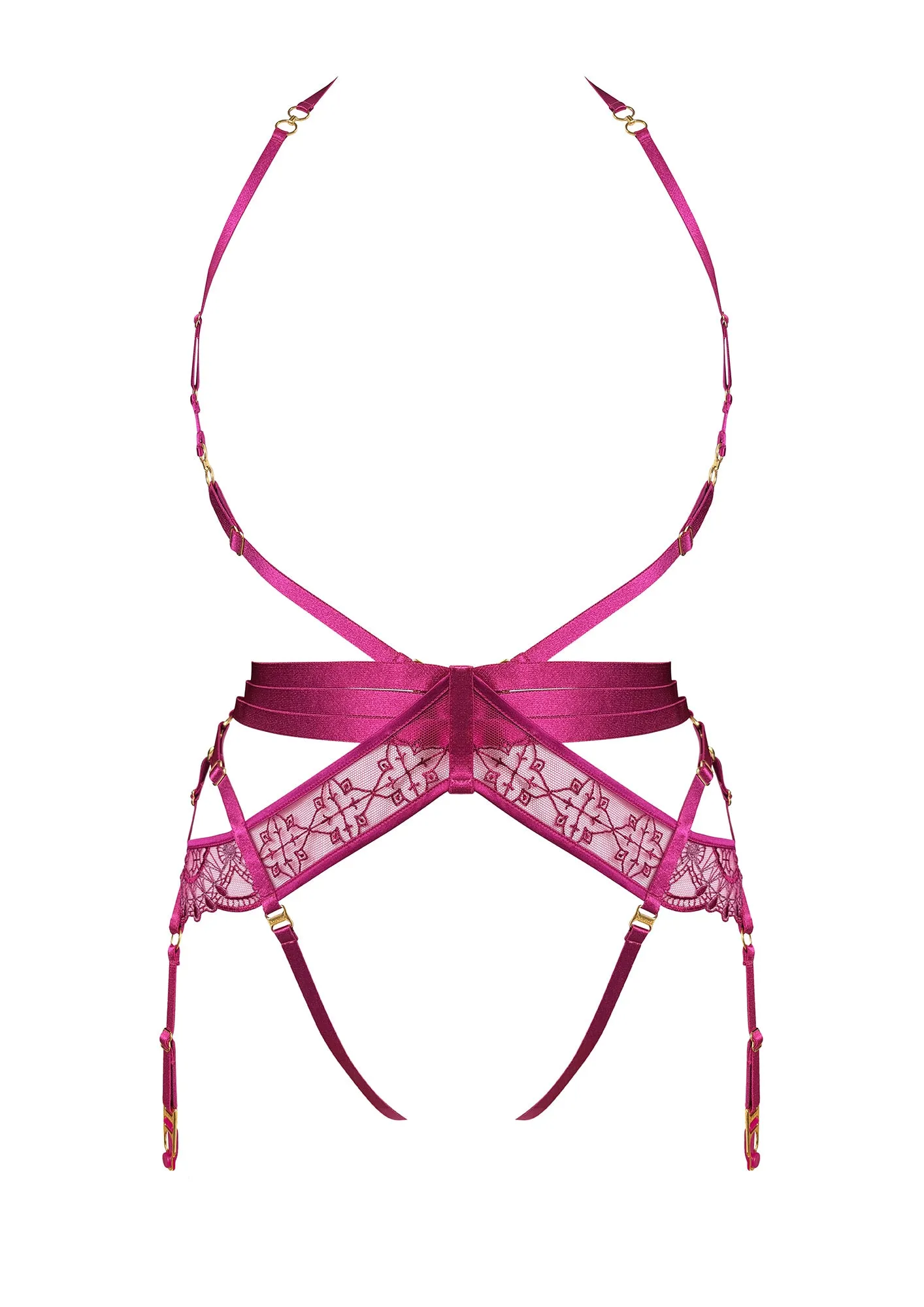 Bordelle Mari Suspender Harness Magenta