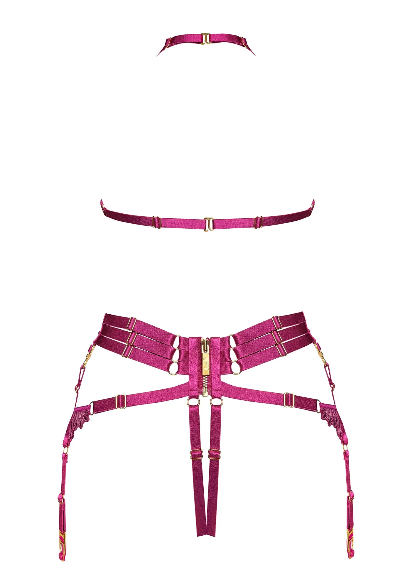 Bordelle Mari Suspender Harness Magenta