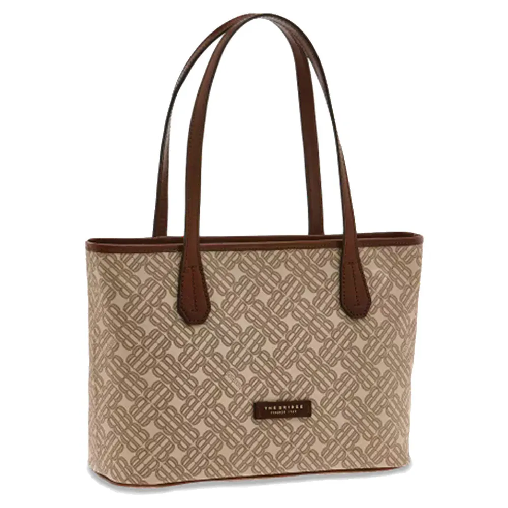 Borsa Donna Shopping a Spalla THE BRIDGE linea Anna in Tessuto Logato Beige