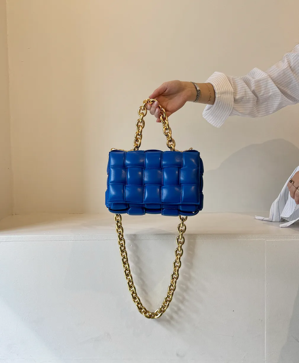 Bottega Veneta Cobalt Lambskin Maxi Intreccio Crosbody