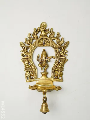 Brass Hanging Ganesha Diya with Bell - WL4552