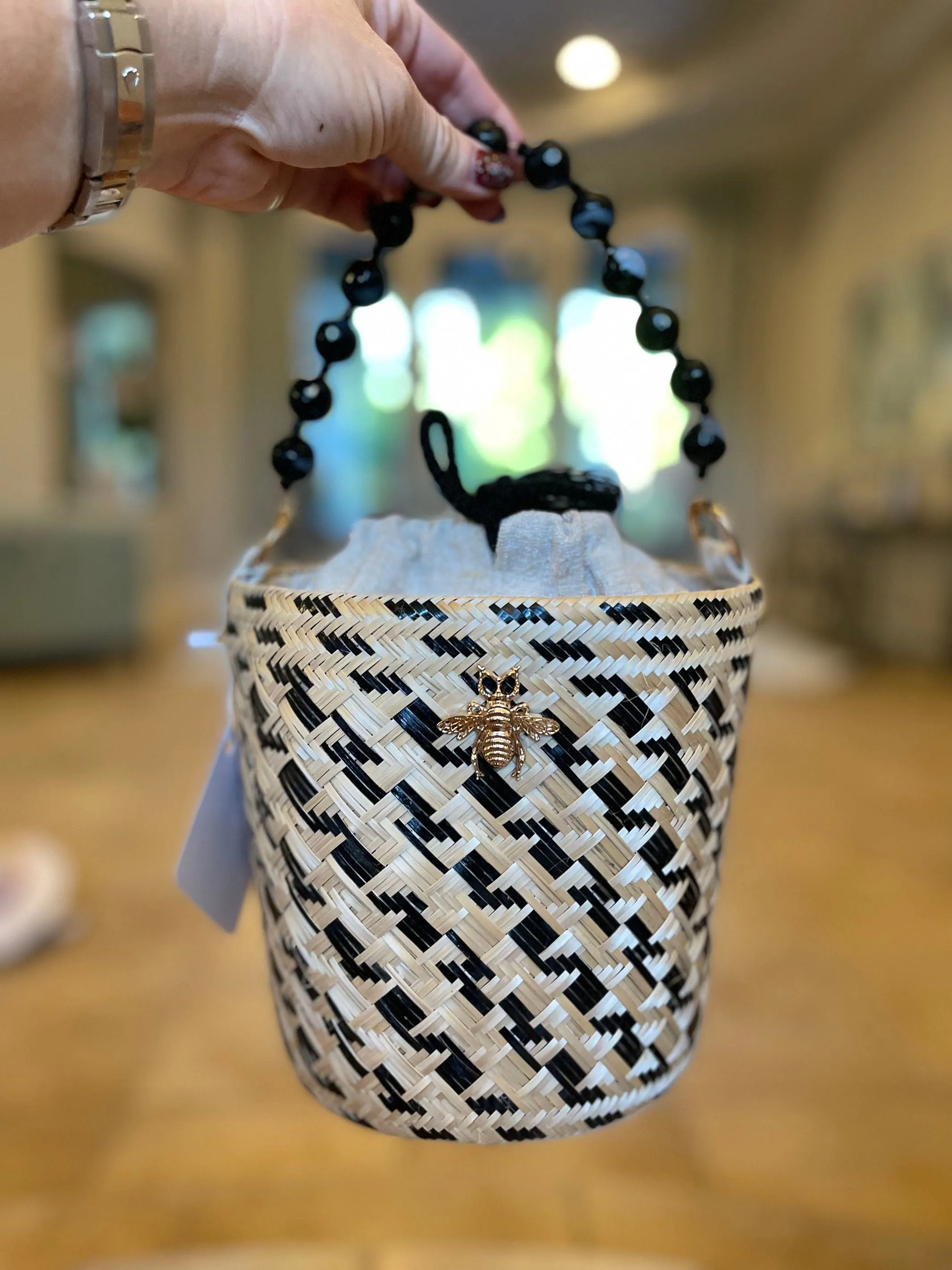 Bucket Bag with Bead Handle