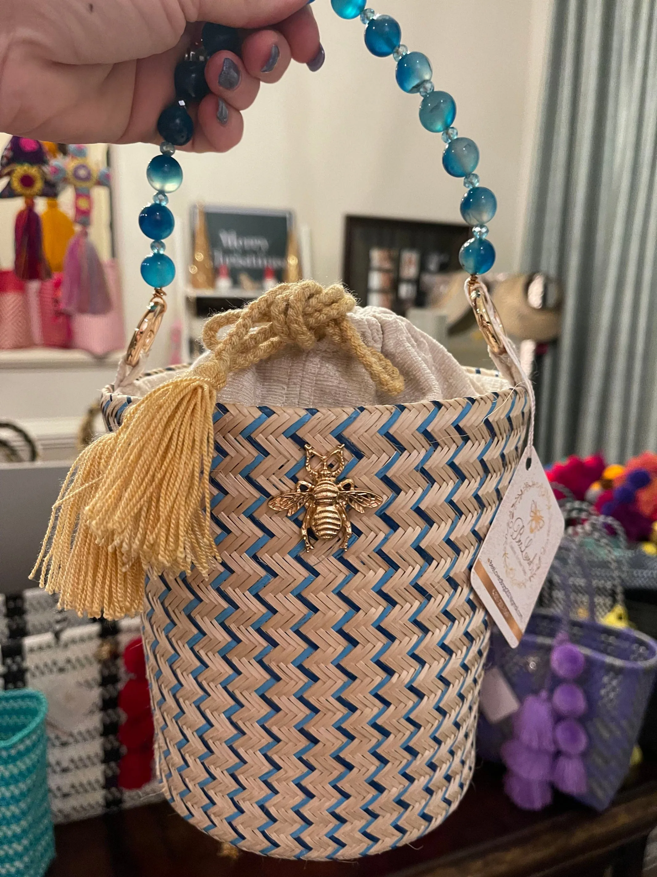 Bucket Bag with Bead Handle