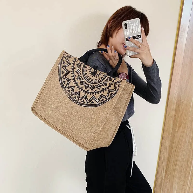 Burlap shopping fashion storage bag linen bag Tote