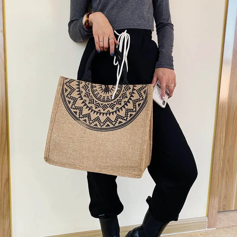 Burlap shopping fashion storage bag linen bag Tote