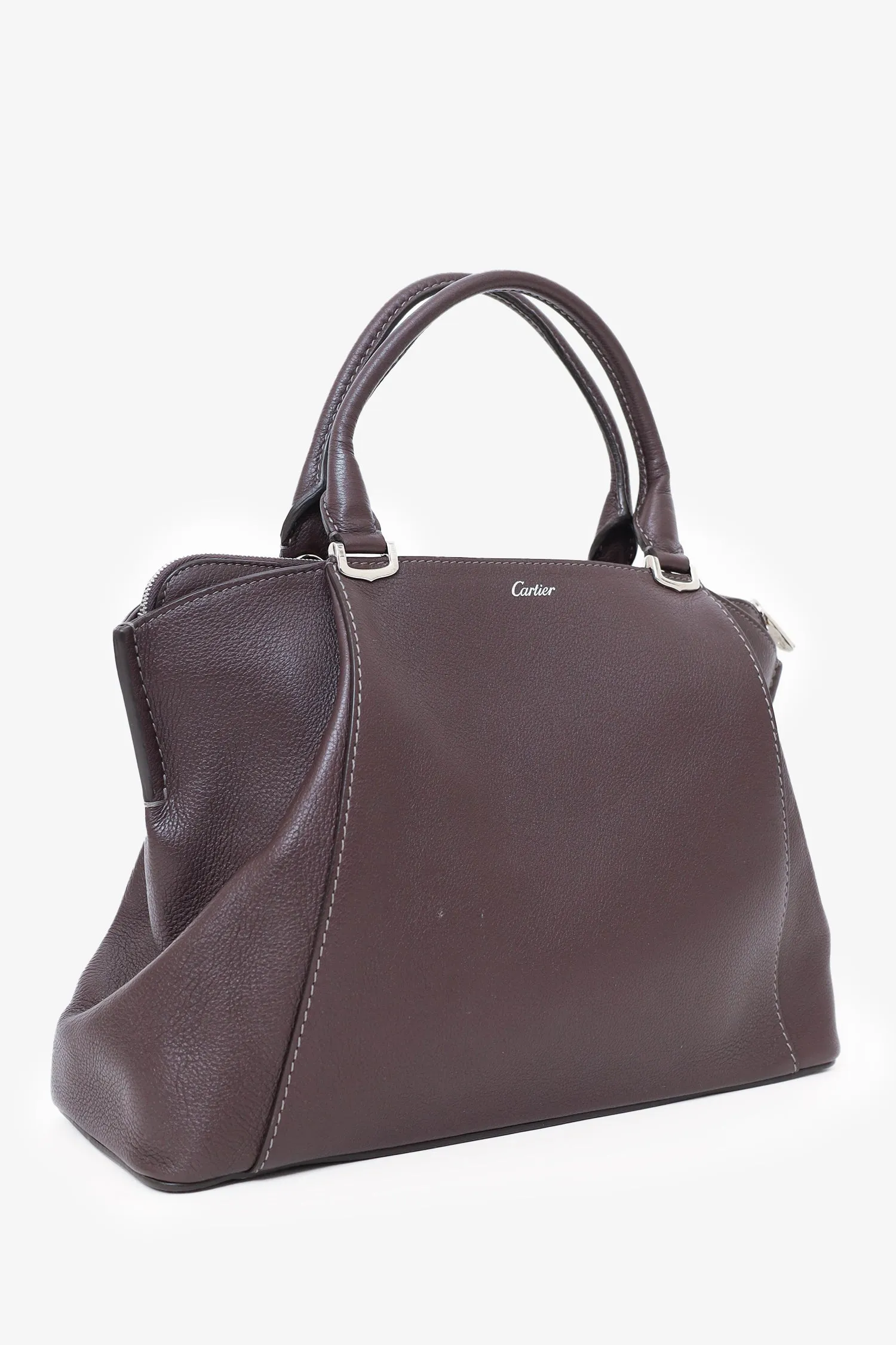 Cartier Brown Leather C De Cartier Bag with Strap