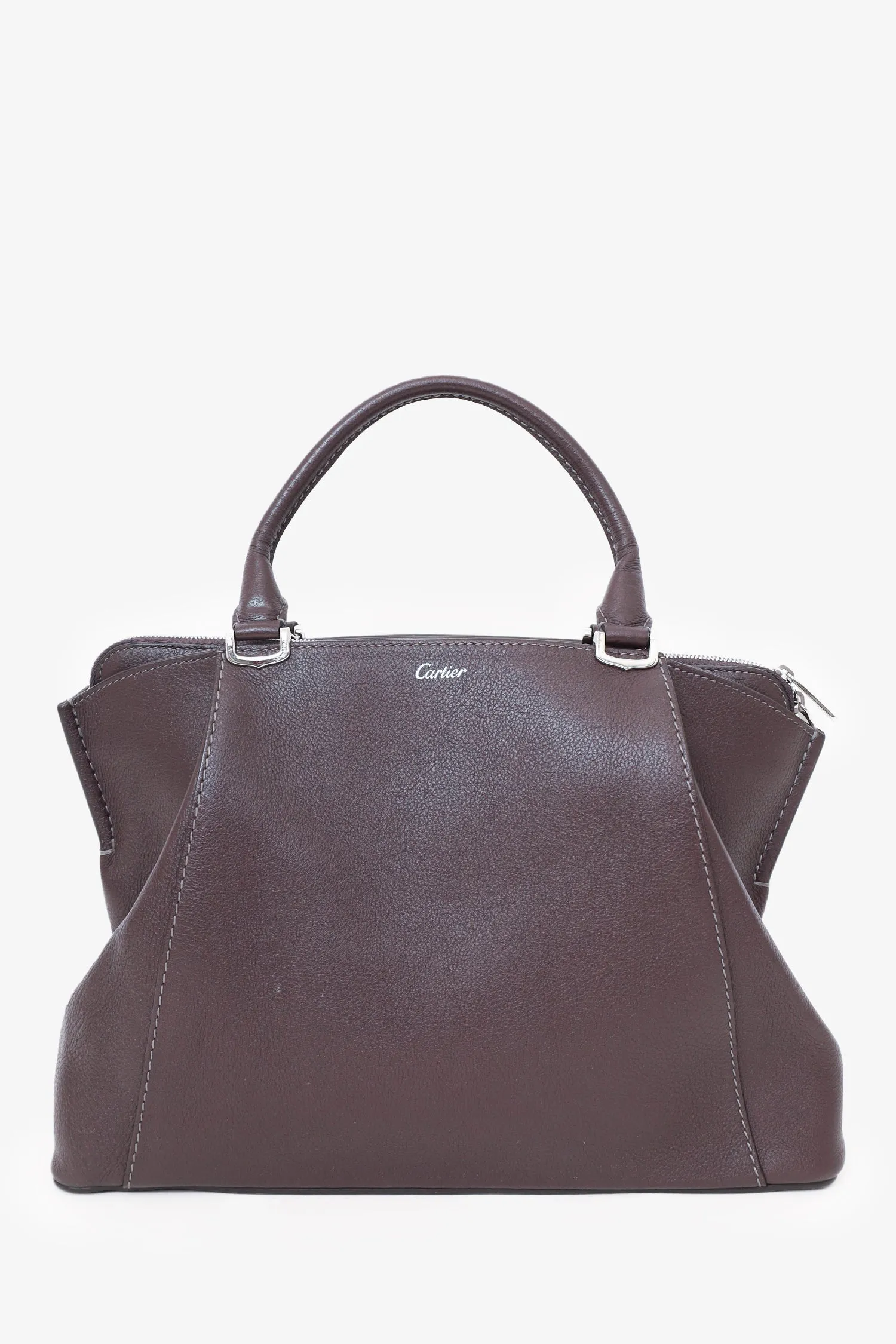 Cartier Brown Leather C De Cartier Bag with Strap