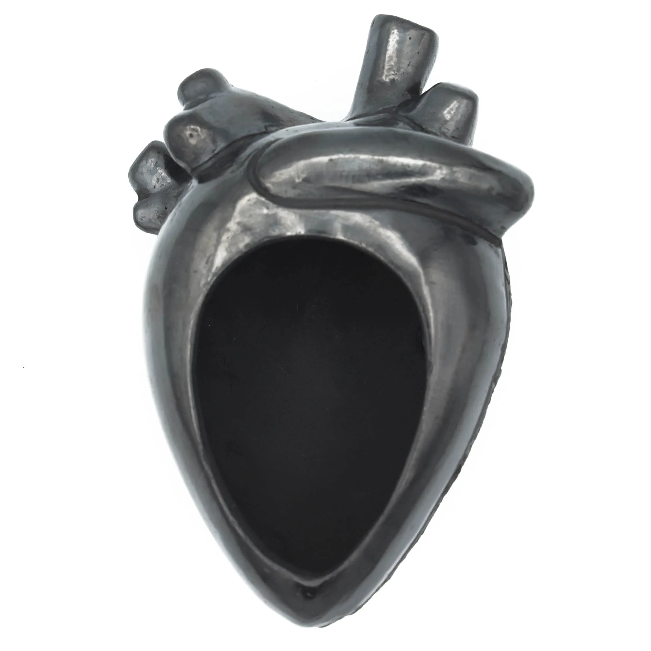 Carved Barro Negro, Black Clay, Heart Wall Art Sculpture