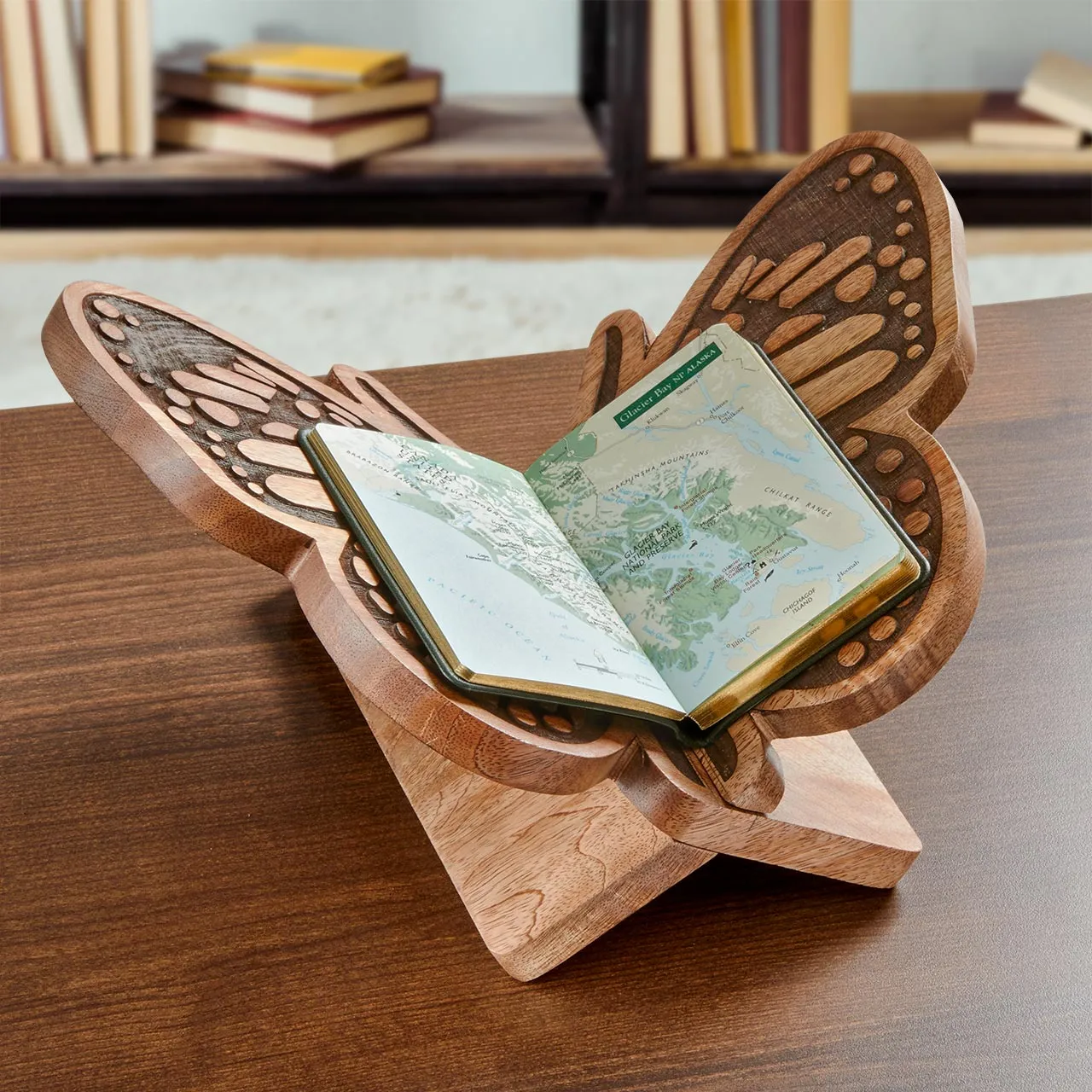 Carved Butterfly Book Stand