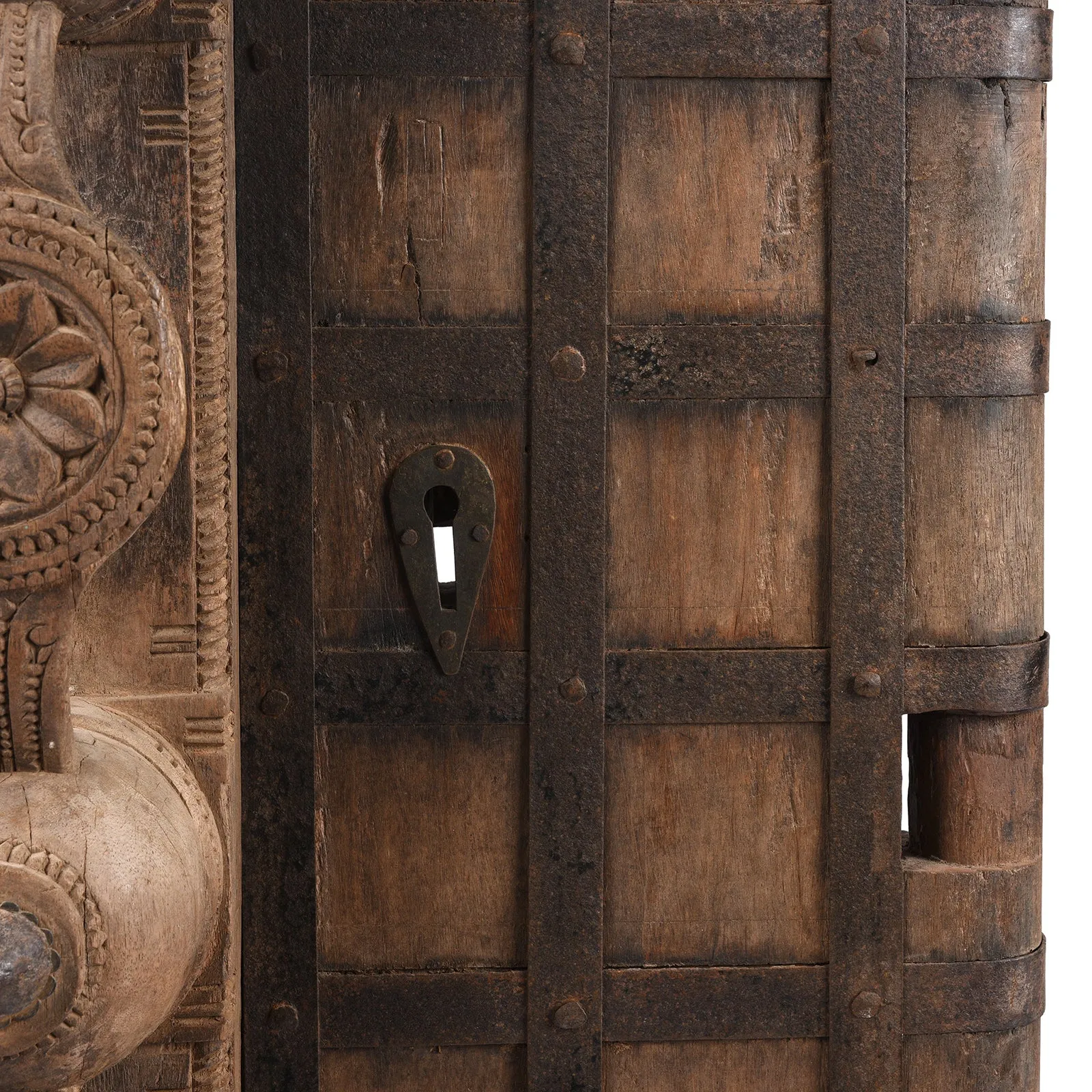 Carved Yali Door From Kerala - 19th Century