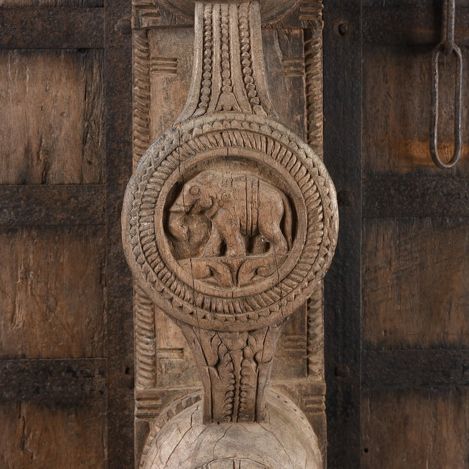 Carved Yali Door From Kerala - 19th Century