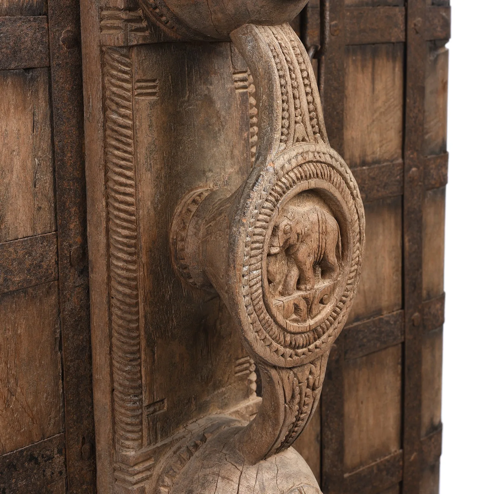 Carved Yali Door From Kerala - 19th Century