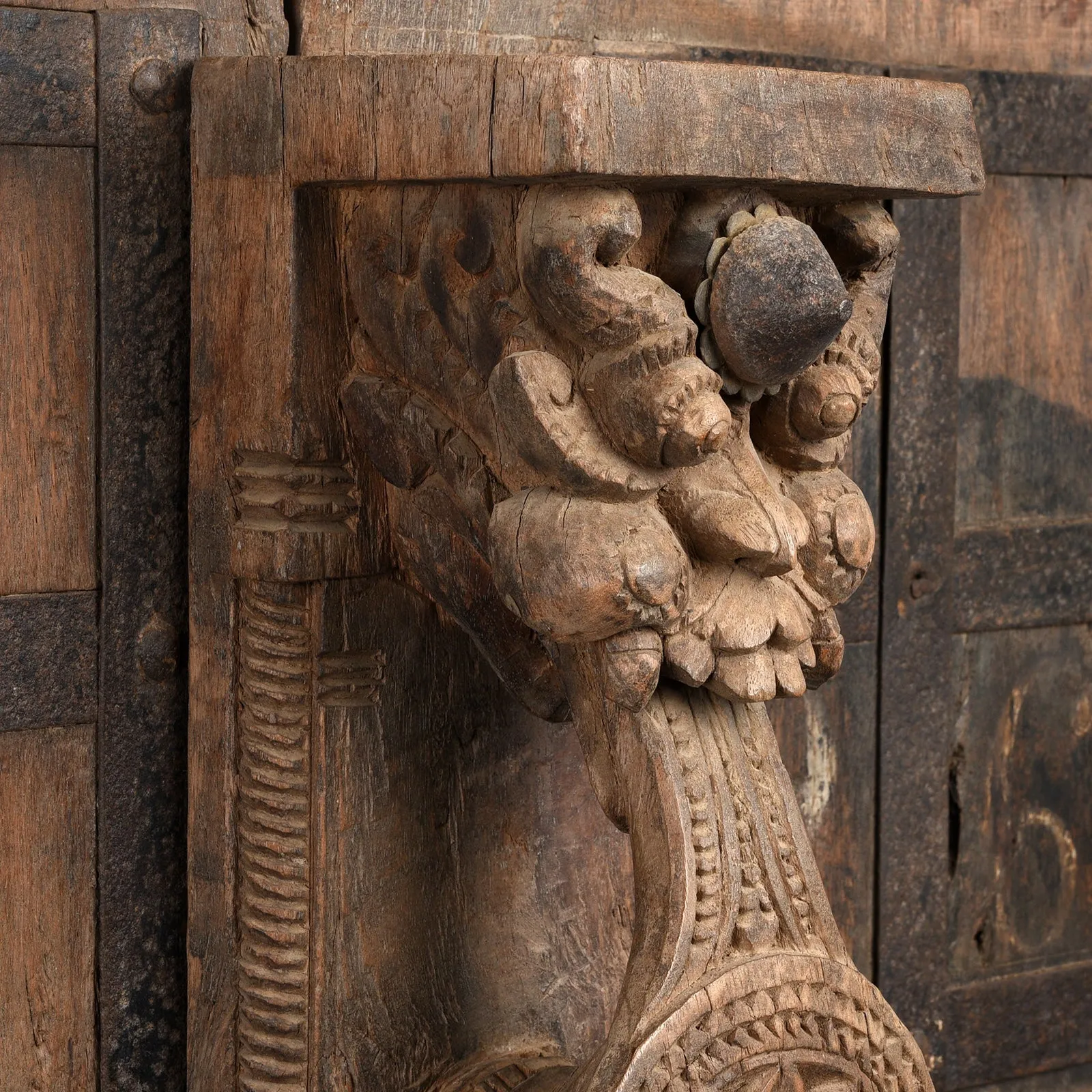 Carved Yali Door From Kerala - 19th Century