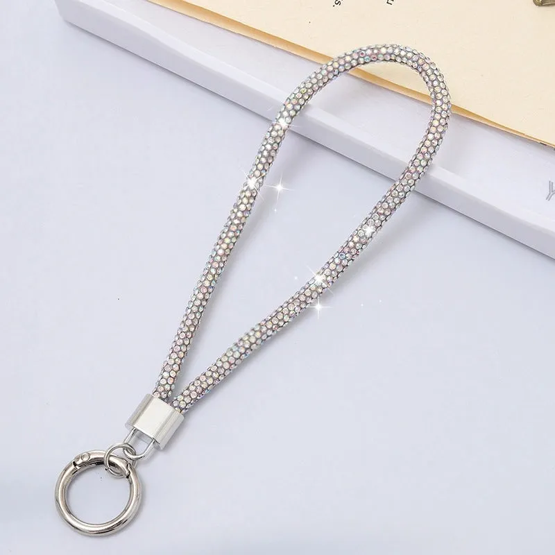 Casual Simple Style Solid Color Rhinestone Bag Pendant Mobile Phone Chain Keychain