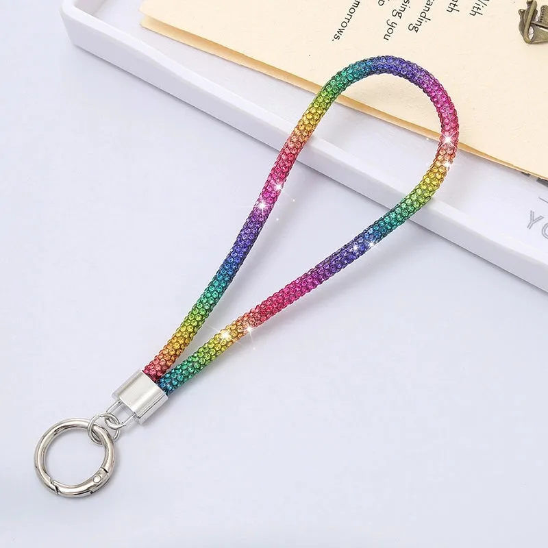 Casual Simple Style Solid Color Rhinestone Bag Pendant Mobile Phone Chain Keychain