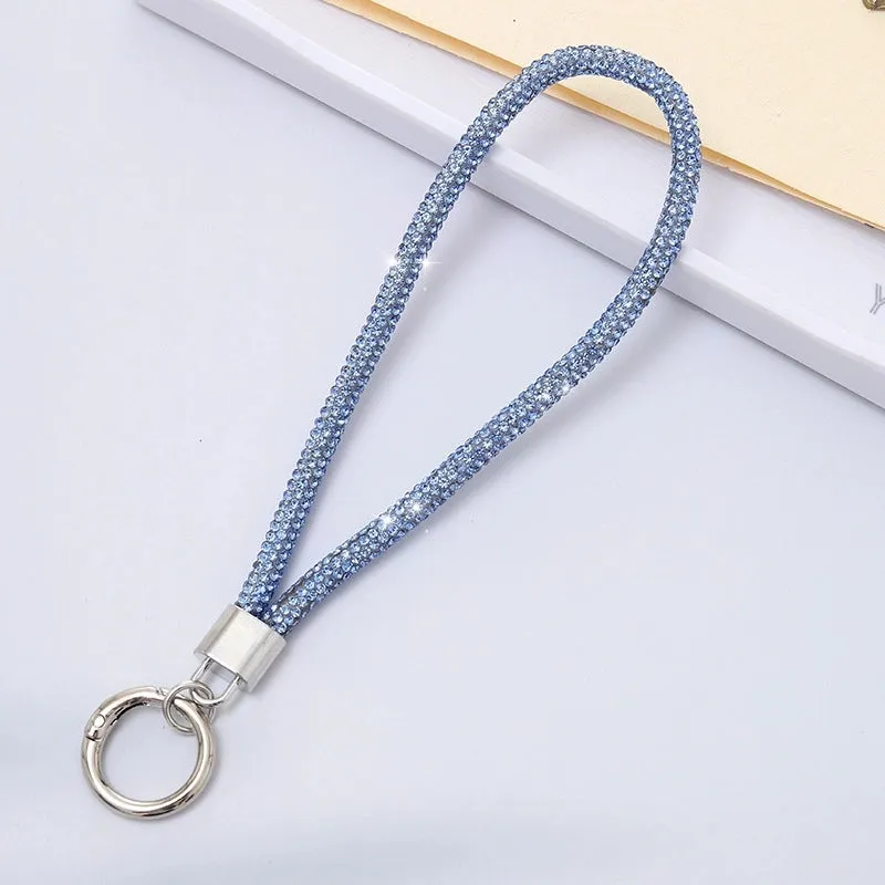 Casual Simple Style Solid Color Rhinestone Bag Pendant Mobile Phone Chain Keychain